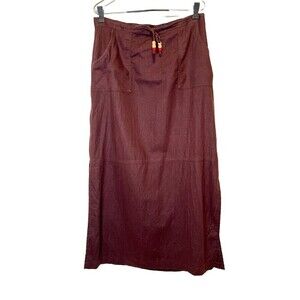 Giorgio Fiorlini‎ Y2k Maxi Skirt Women's Size 14 Brown Linen Blend Boho 90's